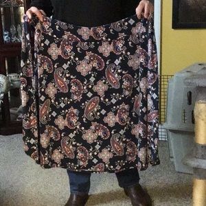 C EST 1946  women’s belted/sashed midi skirt  SZ L  blue w print